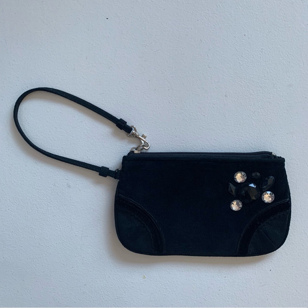 Old Navy Black Velvet Texture Bejeweled Wristlet